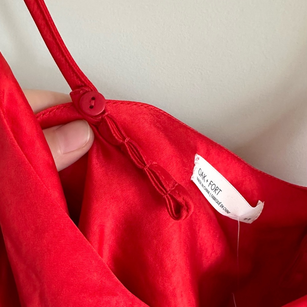 NWT Oak & Fort Red Satin Bias Cut Midi Dress XS - Picture 9 of 16